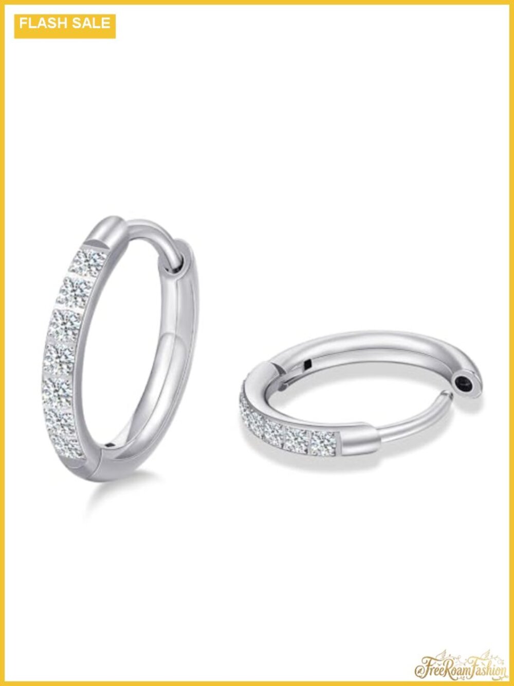 Hypoallergenic Titanium Huggie Hoop Earrings with Cubic Zirconia